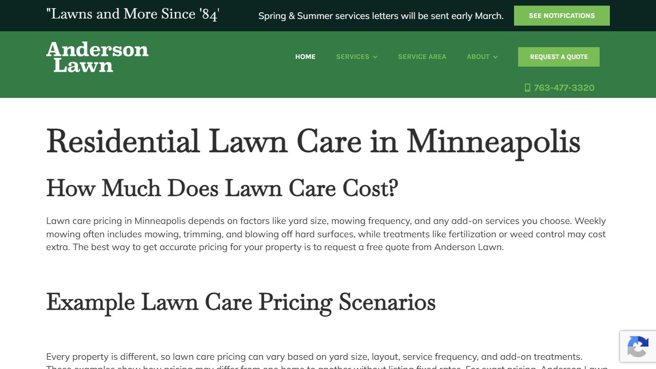 Anderson Lawn website preview