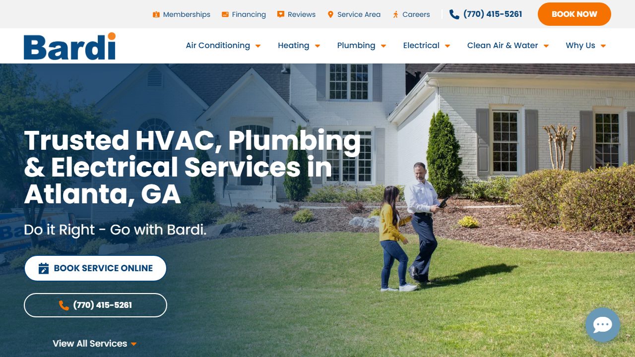 Bardi Heating, Cooling, Plumbing & Electrical website preview