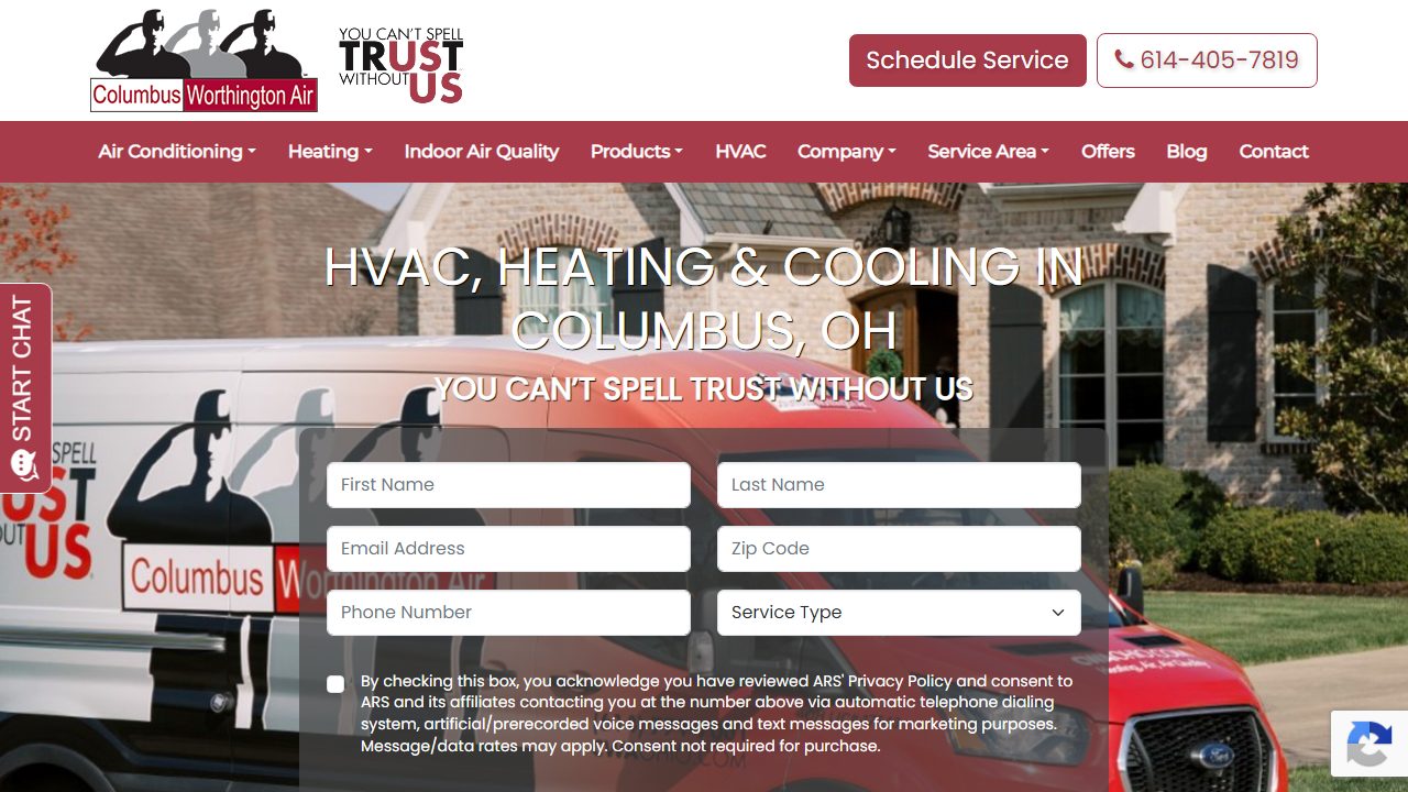 CWA Heating & Cooling website preview
