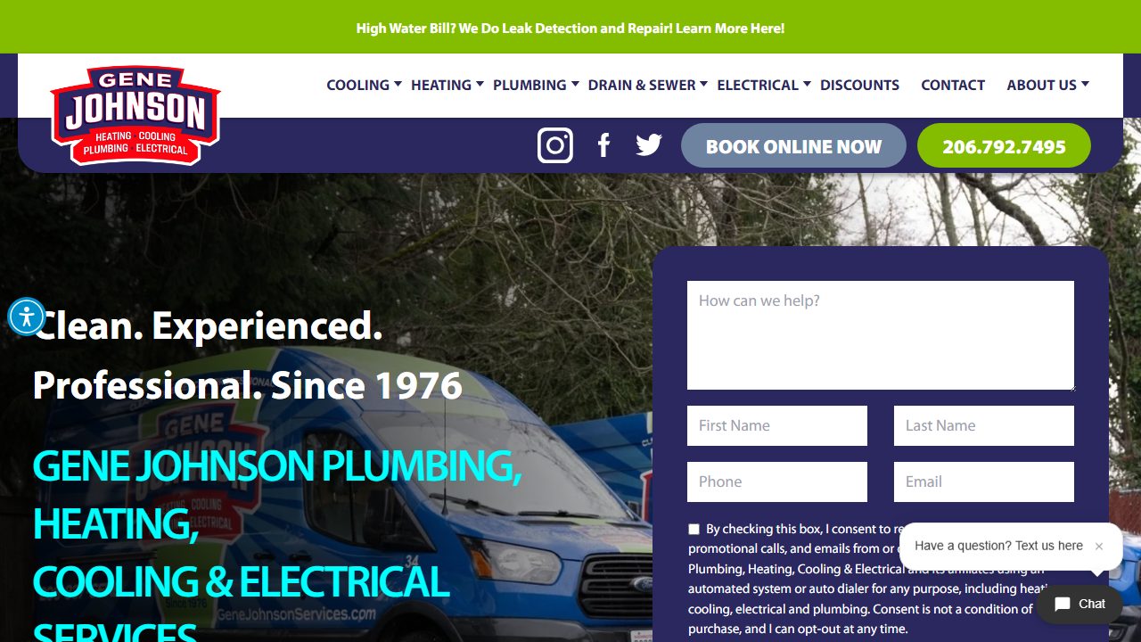 Gene Johnson Plumbing, Heating, Cooling & Electrical website preview