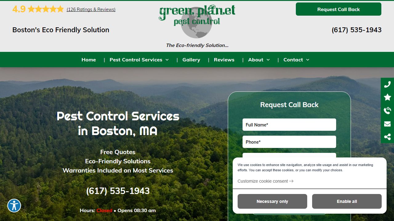 Green Planet Pest Control website preview