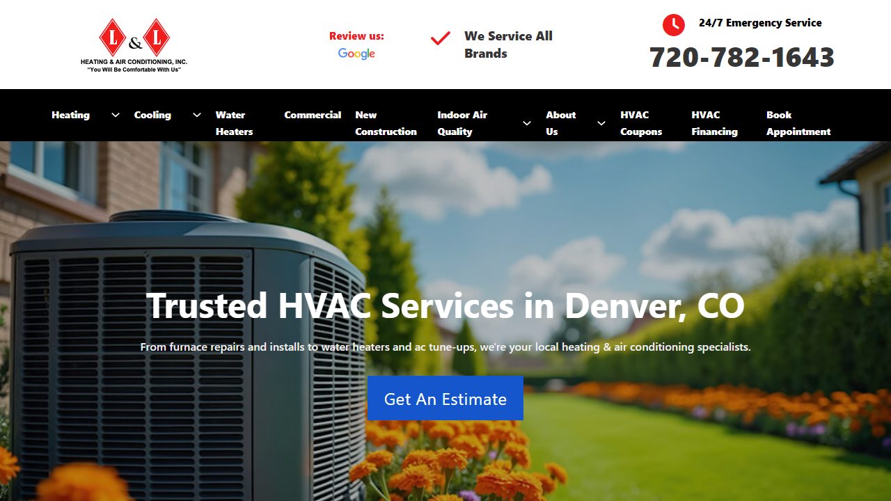 L & L Heating & Air Conditioning website preview