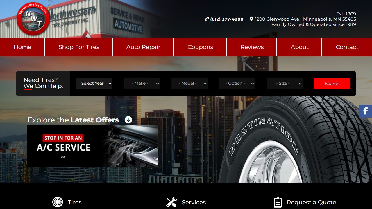 Northwestern Tire Co. website preview