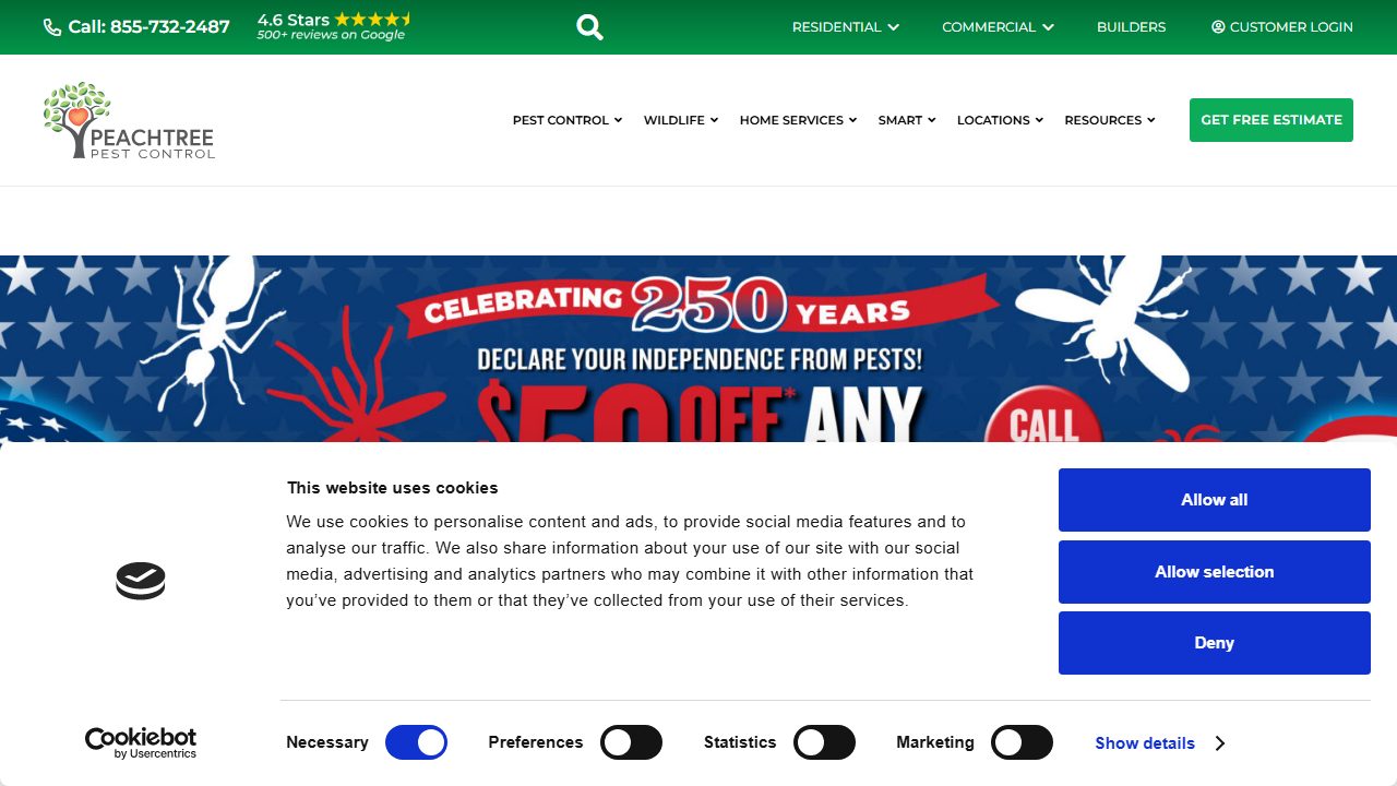 Peachtree Pest Control website preview