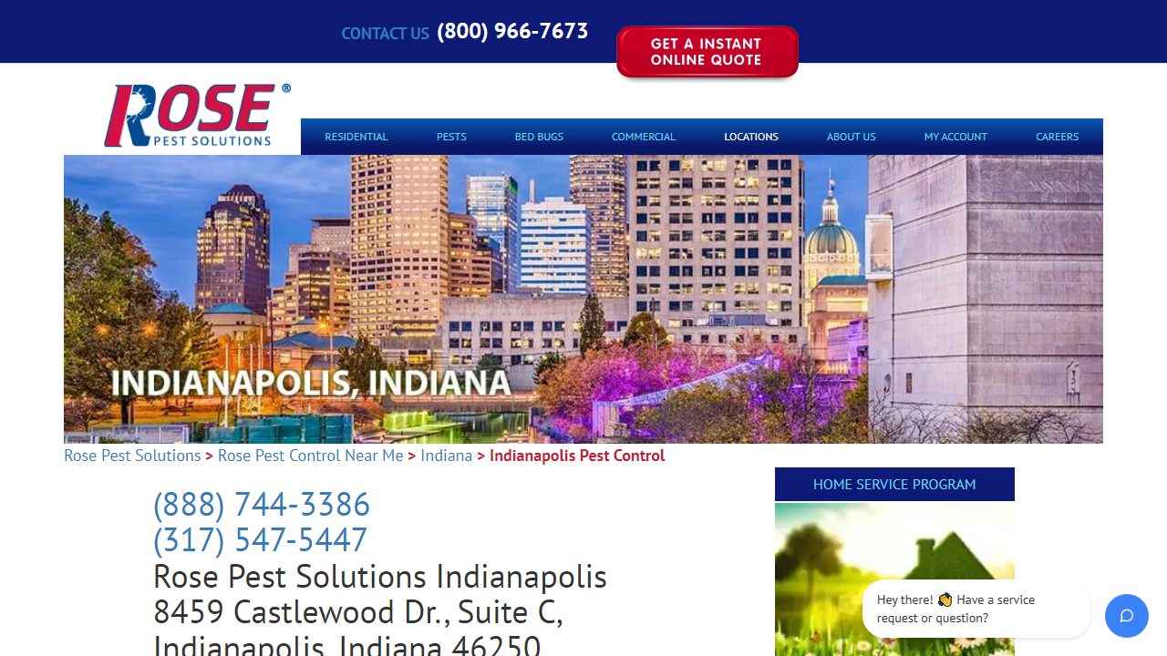 Rose Pest Solutions Indianapolis website preview