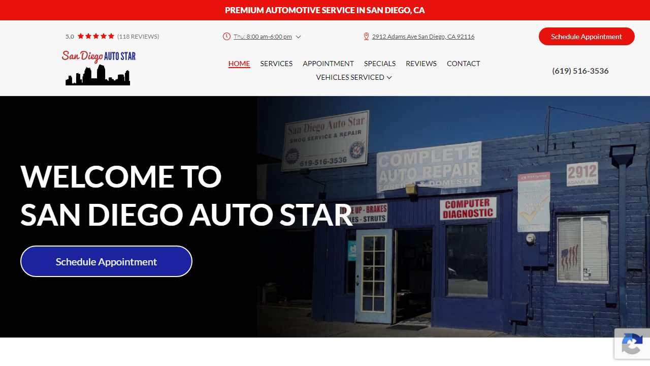 San Diego Auto Star website preview
