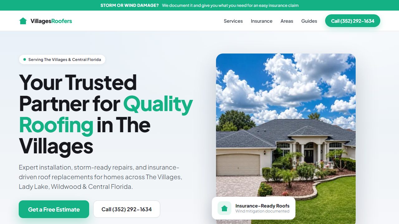 Villages Roofers website preview